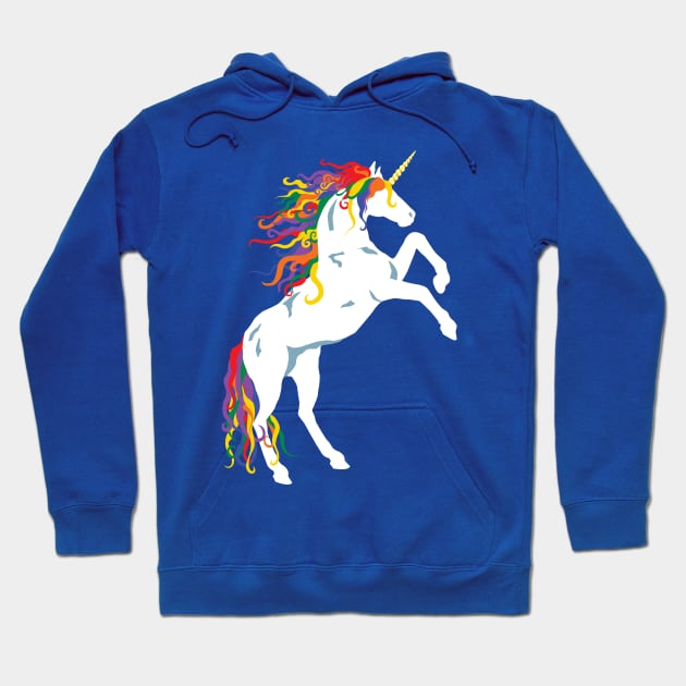 Rainbow Maned White Unicorn Hoodie by PeregrinusCreative